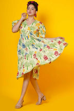 Block Print Village Theme Women Midi Dress