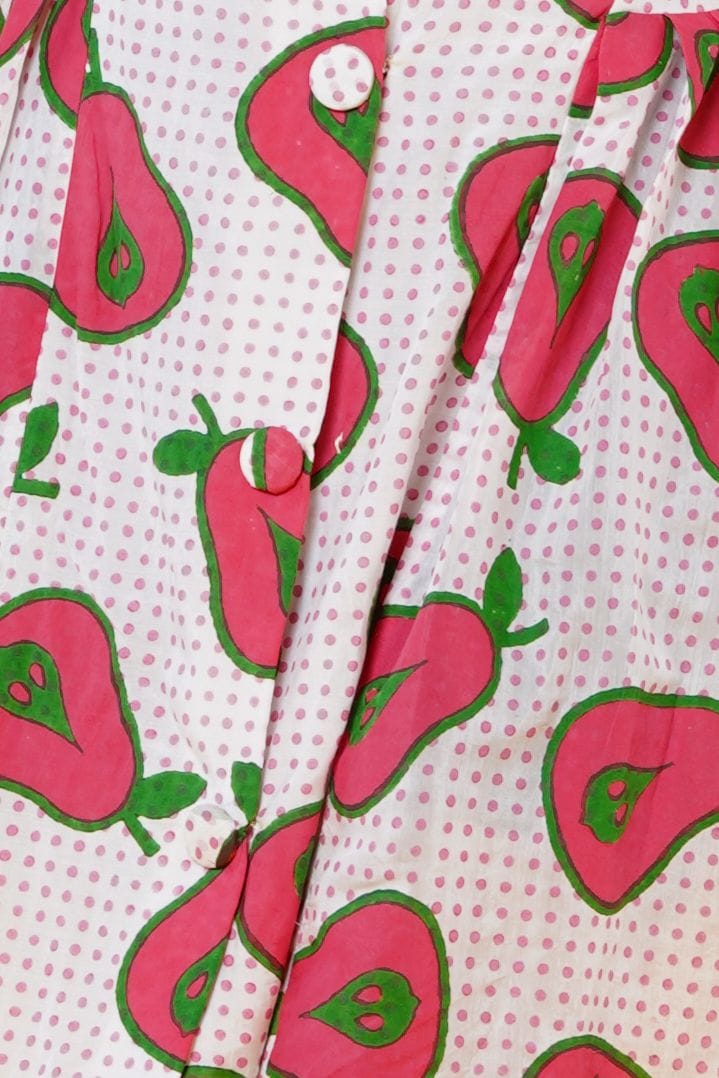 Women Block Print Muslin Midi Dress With Pear Motifs
