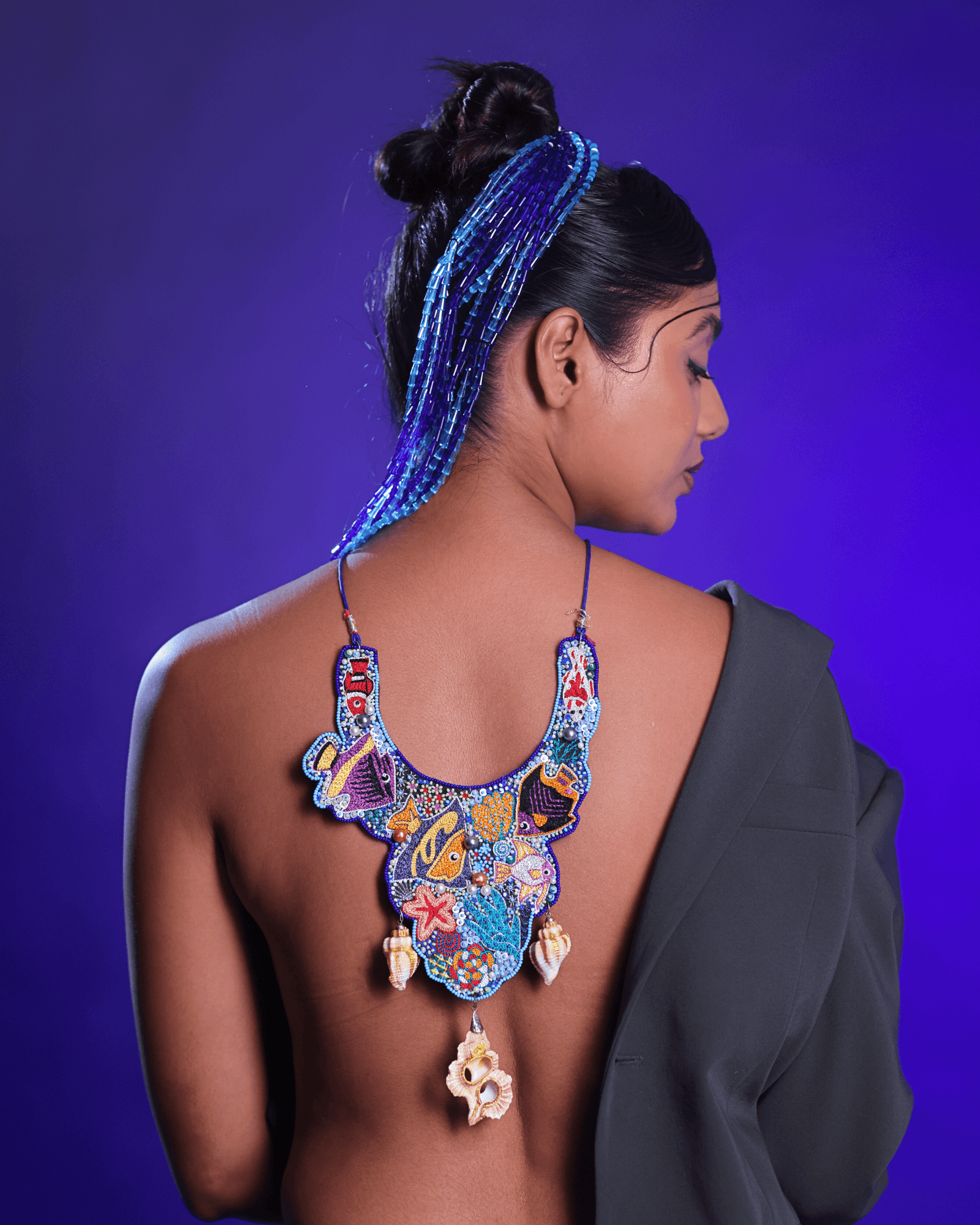 3D Zardozi Embroidery Underwater themed Neckpiece