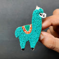 Blue Llama Brooch Pin