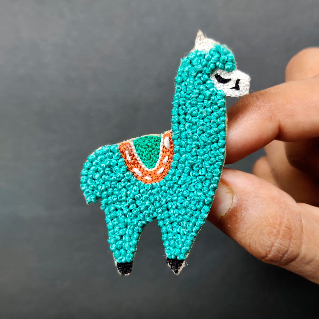 Blue Llama Brooch Pin