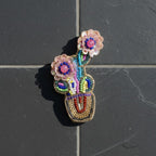 Cactus With Flowers Brooch Pin