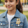 Golden Teddy Bear Brooch Pin