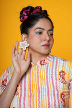 Lobsters Stripes Block Print Cotton Peplum Top