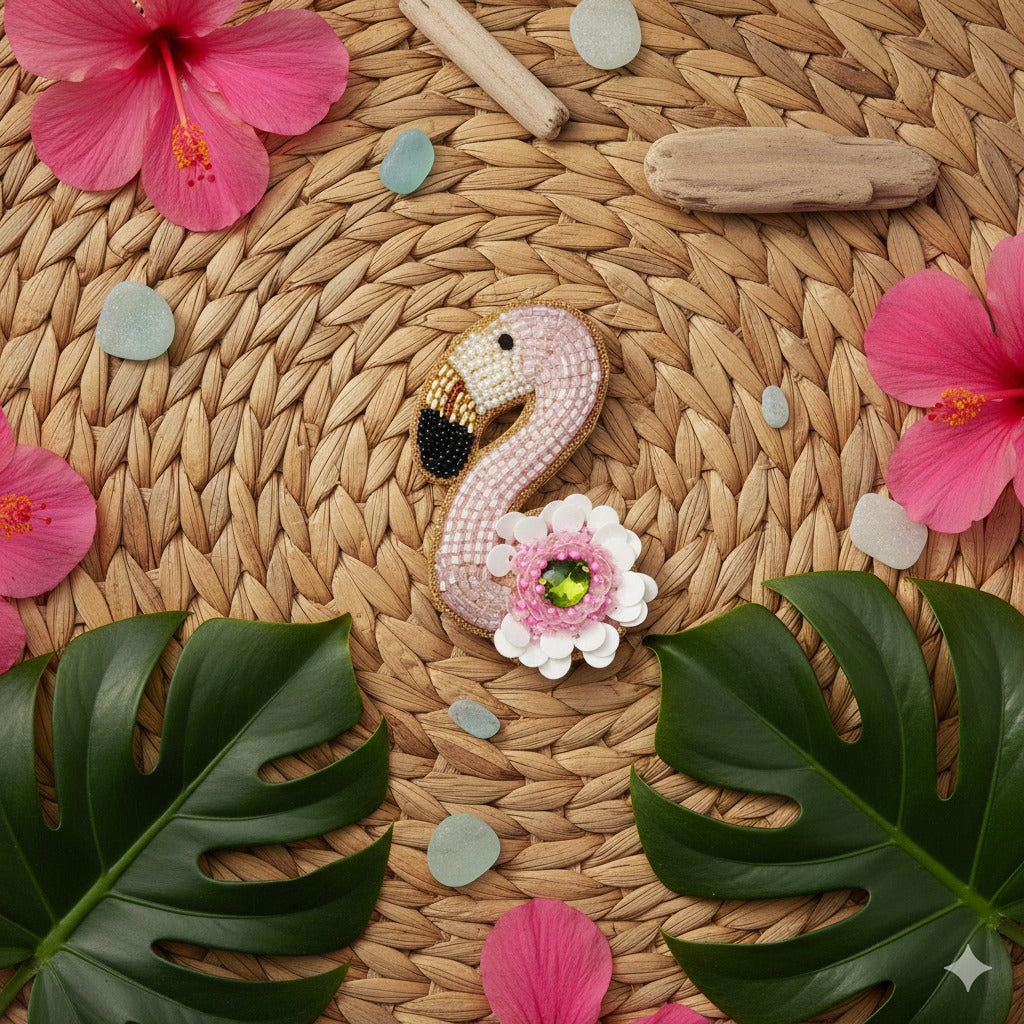 Pink Flamingo Brooch Pin