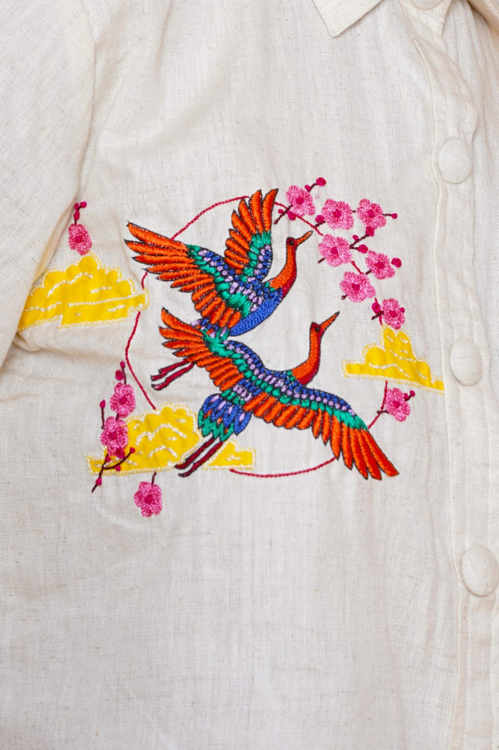 Pink Swan Hand Embroidered Women Blouse