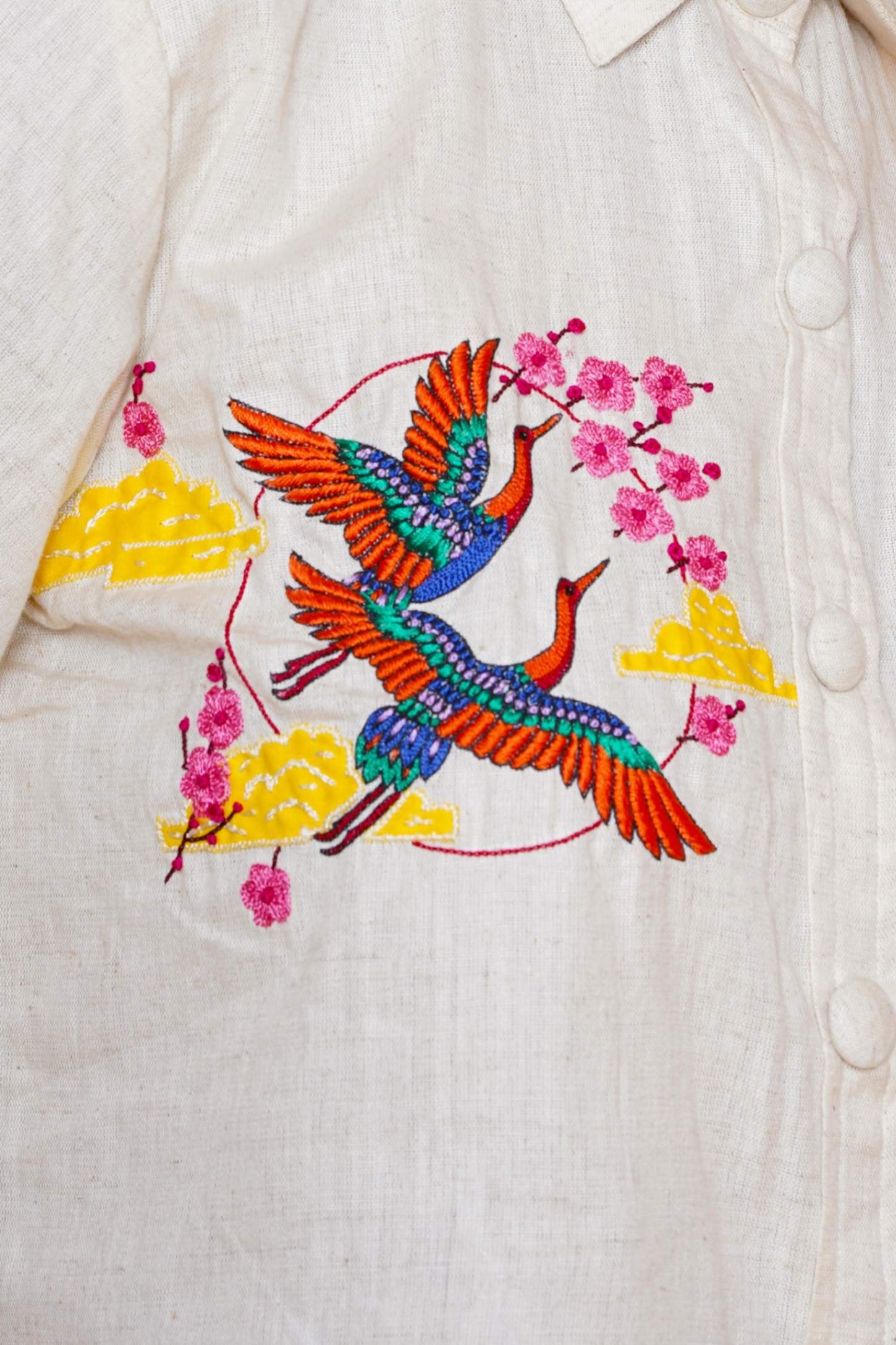 Pink Swan Hand Embroidered Women Blouse
