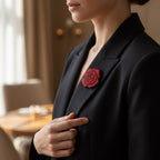 Red Rose Brooch Pin