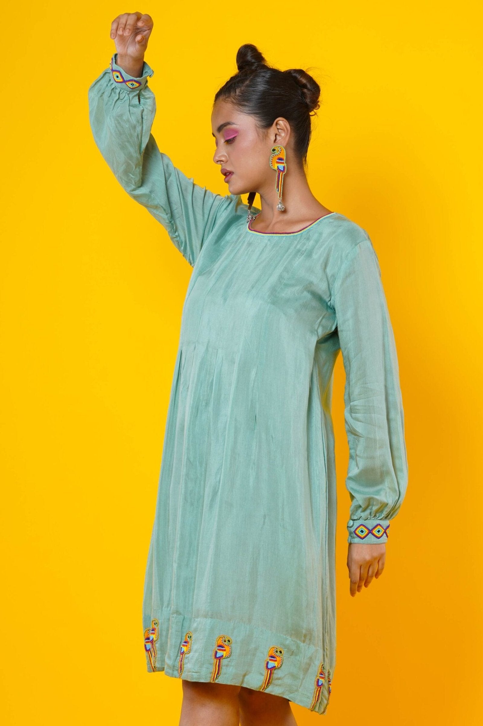 Women Hand Embroidered Midi Dress
