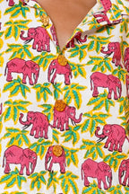 Women Pink Elephant Print Cotton Shirt