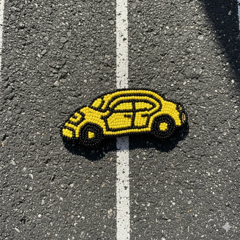 Yellow Taxi Brooch Pin