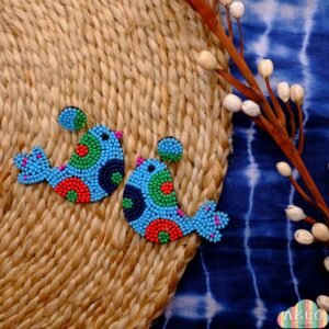 BLUE BIRD BEAD EARRING