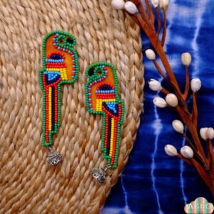 GREEN PARROT BEAD EARRING