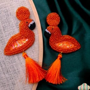 ORANGE FLAMINGO BEAD EARRING