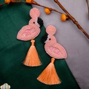 PEACH FLAMINGO BEAD EARRING