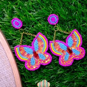 PINK BUTTERFLY BEAD EARRING