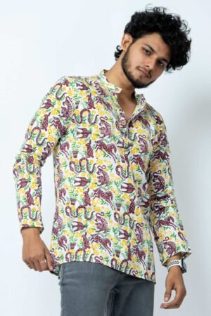 ANIMAL THEME  BLOCK PRINT  CASUAL KURTA FOR  MEN