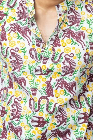 ANIMAL THEME  BLOCK PRINT  CASUAL KURTA FOR  MEN - Image 3