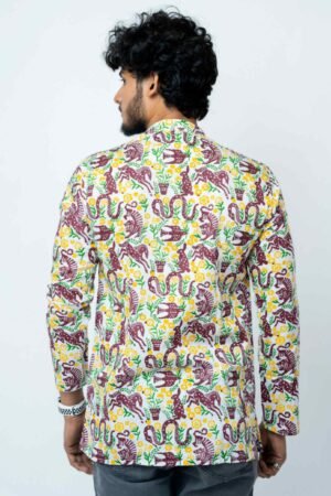 ANIMAL THEME  BLOCK PRINT  CASUAL KURTA FOR  MEN - Image 2
