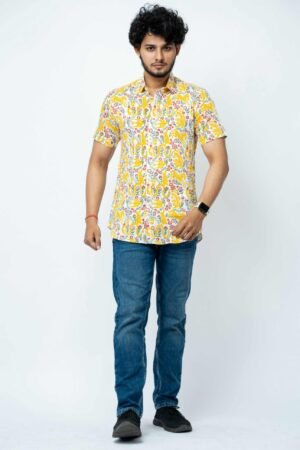 ANIMAL THEME BLOCK PRINT CASUAL MENS SHIRT