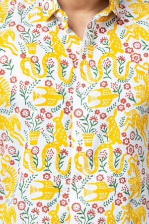 ANIMAL THEME BLOCK PRINT CASUAL MENS SHIRT - Image 2
