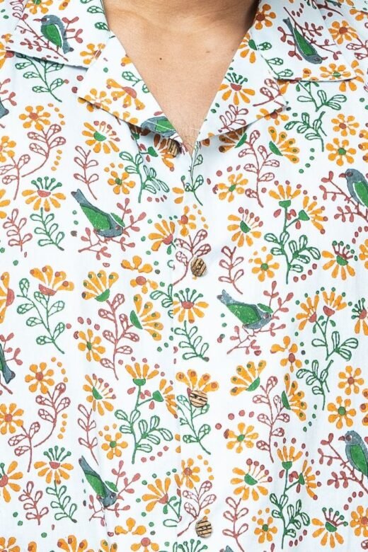 BIRD BLOCK PRINT BOX FIT CASUAL SHIRT - Image 6