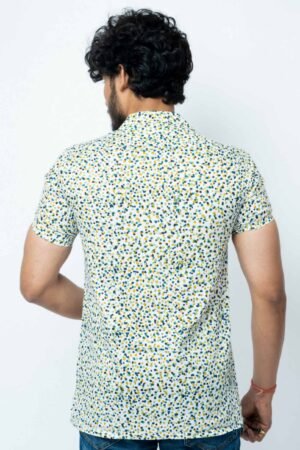 BLUE GREEN DOT PRINT MENS CASUAL SHIRT - Image 5