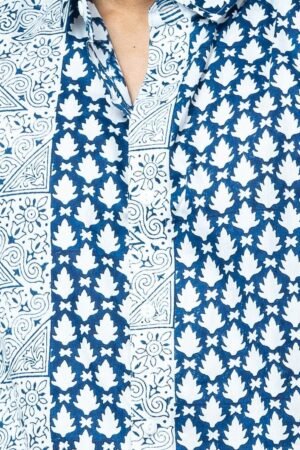 BLUE  MOTIF  BLOCK  PRINT  CASUAL   SHIRT - Image 2