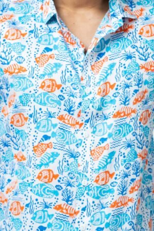 CORAL BLOCK PRINT SMART FIT MENS SHIRT - Image 6