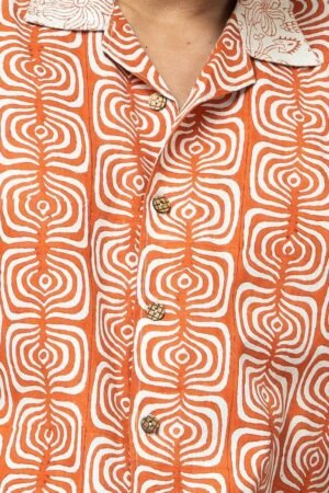 CORAL COLOUR SMART CASUAL COTTON  SHIRT - Image 7