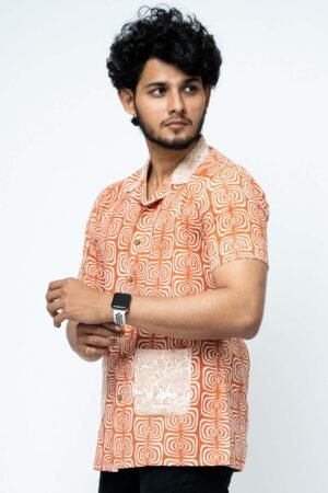 CORAL COLOUR SMART CASUAL COTTON  SHIRT - Image 6