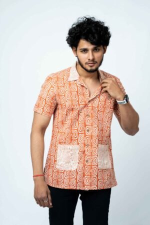 CORAL COLOUR SMART CASUAL COTTON  SHIRT - Image 3