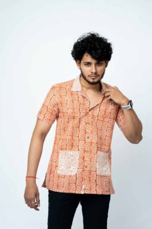 CORAL COLOUR SMART CASUAL COTTON  SHIRT - Image 2