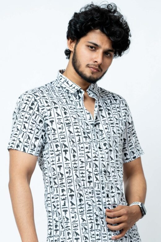 EGYPTIAN HAND BLOCK PRINT   MENS HALF SHIRT. - Image 2