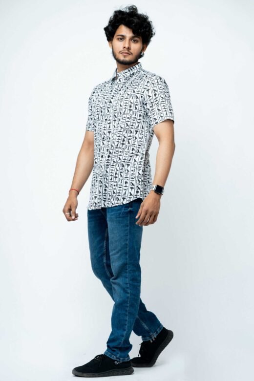 EGYPTIAN HAND BLOCK PRINT   MENS HALF SHIRT. - Image 3