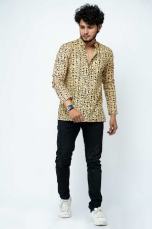 EGYPTIAN PRINT COTTON FULL SLEEVE KURTA  FOR  MEN