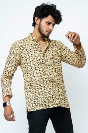 EGYPTIAN PRINT COTTON FULL SLEEVE KURTA  FOR  MEN - Image 2