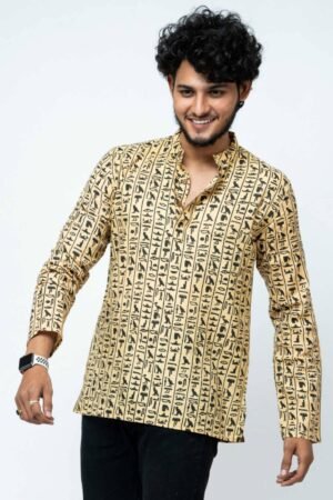 EGYPTIAN PRINT COTTON FULL SLEEVE KURTA  FOR  MEN - Image 3