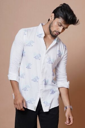 FULL SLEEVES MENS SHIRT WITH CLOUD EMBROIDERY - Image 5