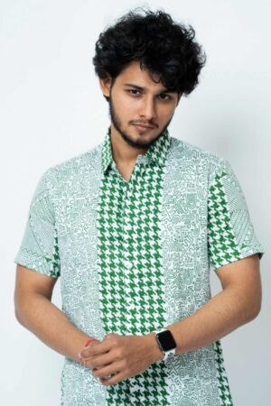 GREEN HAND BLOCK PRINT SMART FIT MENS  SHIRT - Image 7