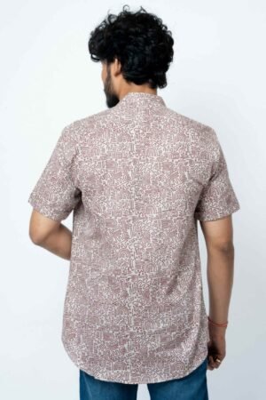GREY MAROON DOODLE ART PRINT HALF SHIRT - Image 5