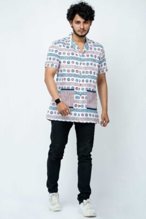 HAND BLOCK PRINT MULTI COLOUR  BOX FIT SHIRT