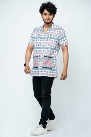 HAND BLOCK PRINT MULTI COLOUR  BOX FIT SHIRT - Image 3