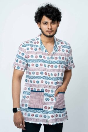 HAND BLOCK PRINT MULTI COLOUR  BOX FIT SHIRT - Image 5