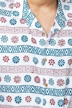 HAND BLOCK PRINT MULTI COLOUR  BOX FIT SHIRT - Image 6