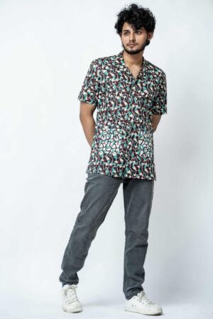 HAND BLOCK PRINT MULTI COLOUR  BOX FIT SHIRT - Image 2