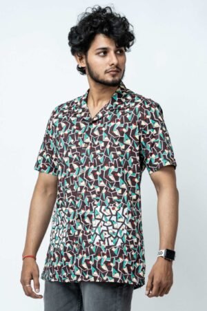 HAND BLOCK PRINT MULTI COLOUR  BOX FIT SHIRT - Image 3