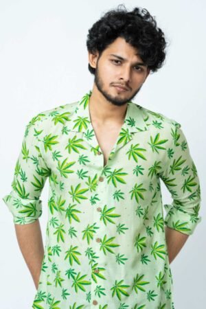 HEMP MOTIF BLOCK PRINT SMART FIT CASUAL SHIRT - Image 7
