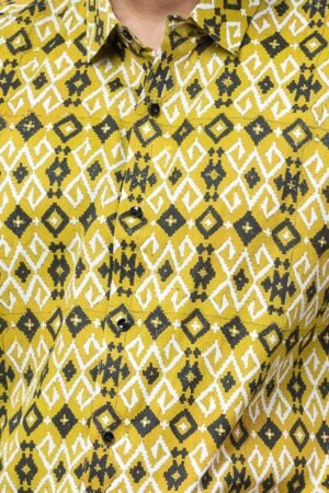 MEHENDI GREEN IKAT PRINT FULL SLEEVE SHIRT - Image 6