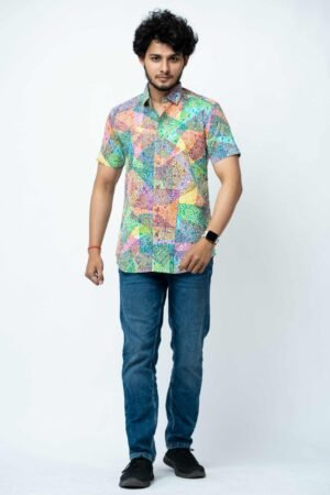 MULTI COLOUR AMOEBA PRINT MENS SHIRT